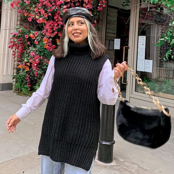 Hm Black Sleeveless Turtleneck Sweater 